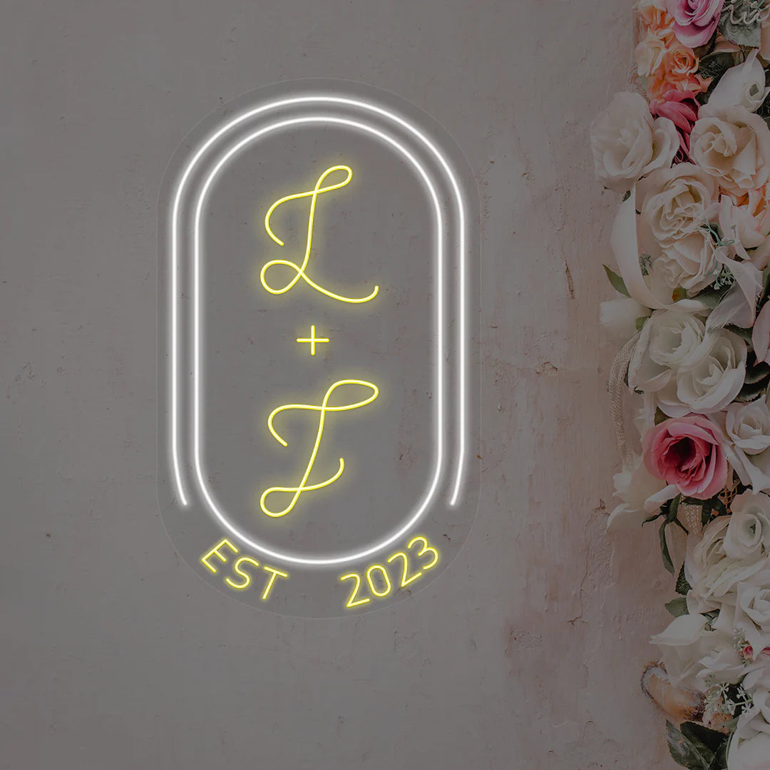 Personalized Name Initials With Est Year Neon Sign