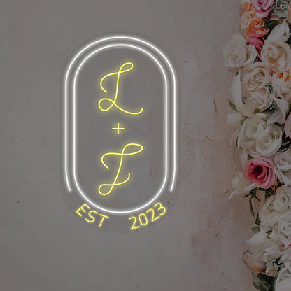 Personalized Name Initials With Est Year Neon Sign
